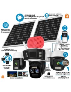 O-KAM-4075 3 LENS 10X OPTİK ZOOM SİRENLİ ÇİFT PANEL 4G...