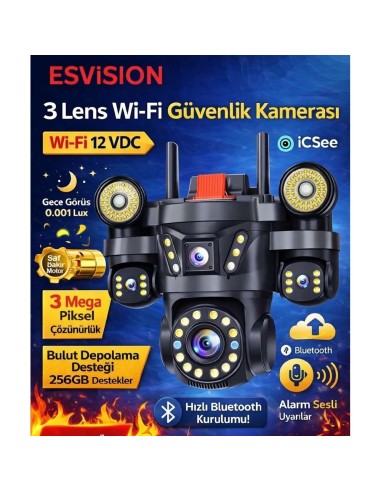 Esvision ES-9003 3 Lensli 9mp Akıllı Wifi Ptz...